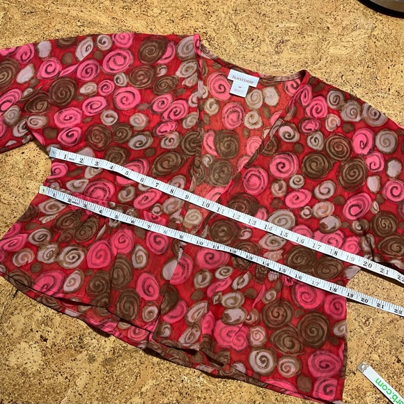 Travelsmith Semi-Sheer Spiral Peplum Cardigan Sz M Petite - Picture 11 of 12